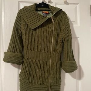Brooklyn Industries Olive Green Chunky Knit Zip Sweater Jacket – Women’s Medium